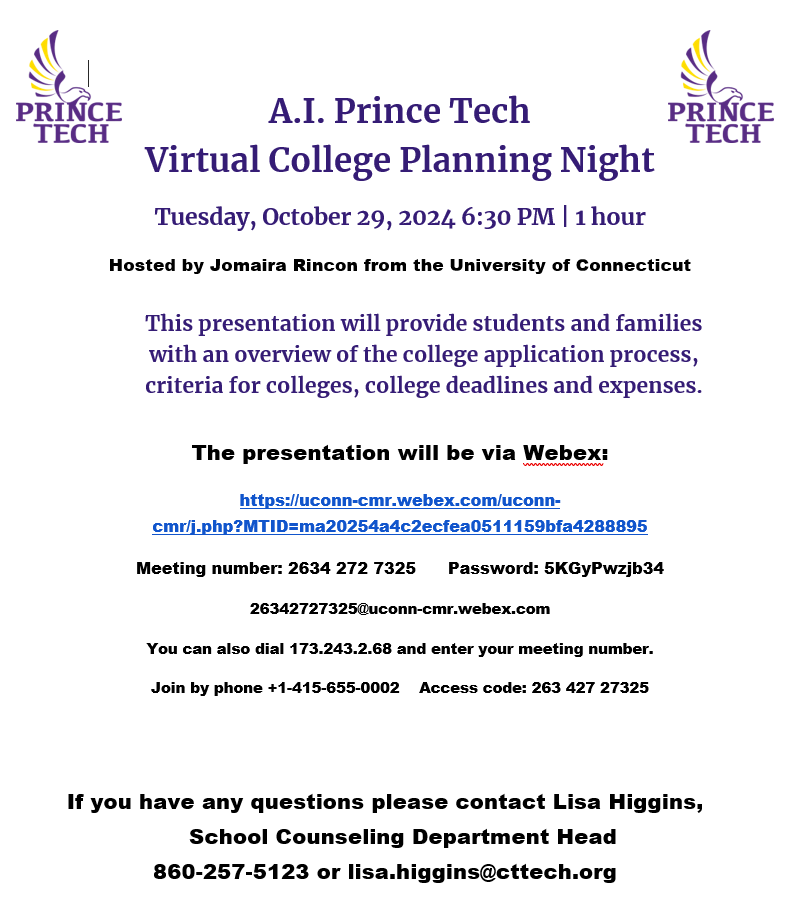 College Planning Night - Virtual Webex