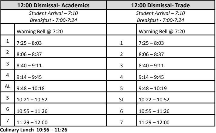 12:00pm Dismissal Schedule
